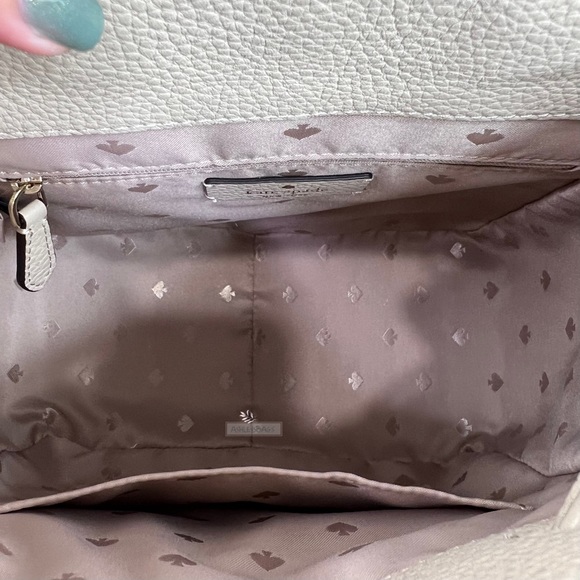 Kate Spade Leila Medium Flap Backpack Faux Shearling In Light Sand - Picture 9 of 11